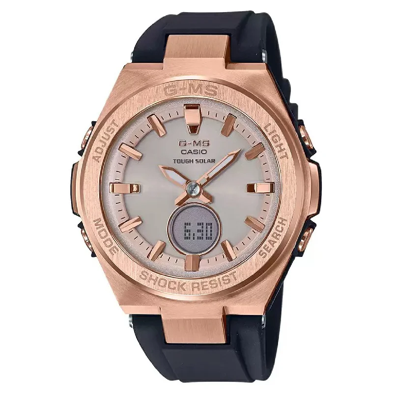 trendy sport watches with rubber straps-Casio Baby-G Rose Gold Dial Women 38.4mm