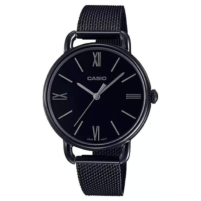 elegant watches with scratch-resistant glass-Casio Enticer Black Dial Women 34mm