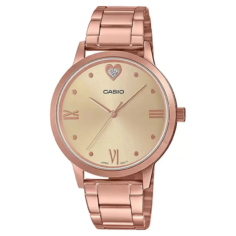 watches with interchangeable bands for fashion flexibility-Casio Enticer Rose Gold Dial Women 34mm