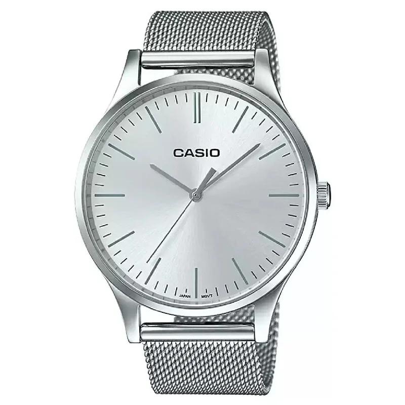 solar watches for off-grid living-Casio Vintage  Silver Dial Women 38mm