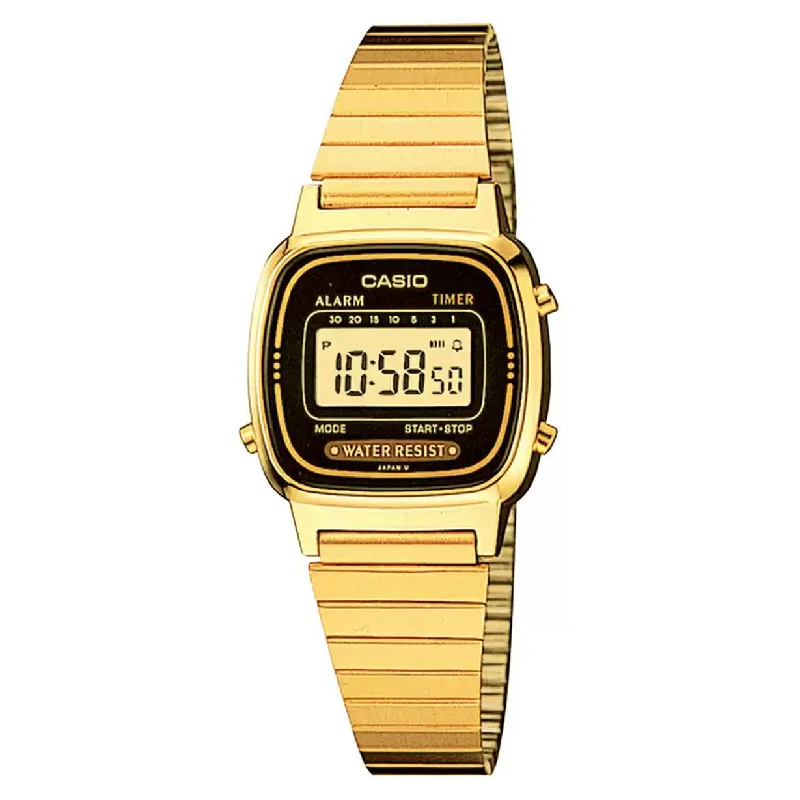 vintage wristwatches for men under 100-Casio Vintage Yellow Gold Dial Women 25mm