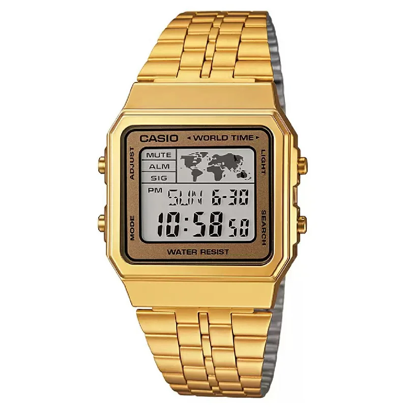 watches for scuba diving with depth gauge-Casio Vintage Yellow Gold Dial Women 34mm