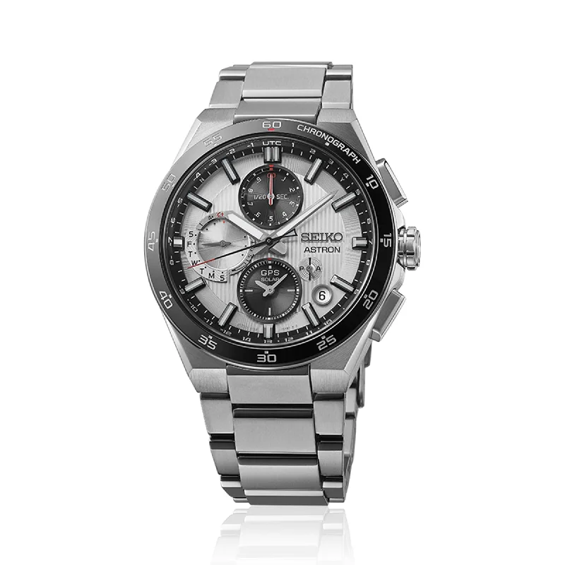 solar powered watches for outdoor adventures-Seiko Astron GPS Solar Dual-Time Chronograph 5X83 43.30mm Watch SSH153J