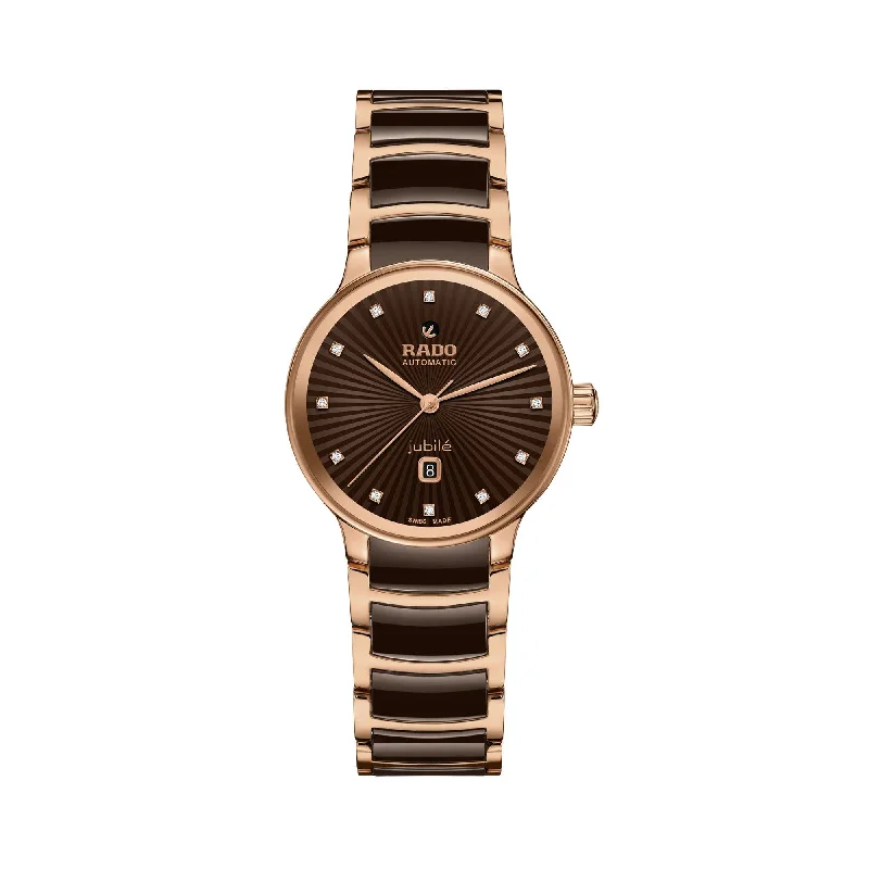 best smartwatch for cycling-Rado Centrix Diamonds Automatic Bronze Watch R30019732