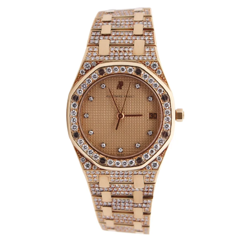 leather band watches for women-Audemars Piguet Royal Oak 35mm Diamond Dial Watch