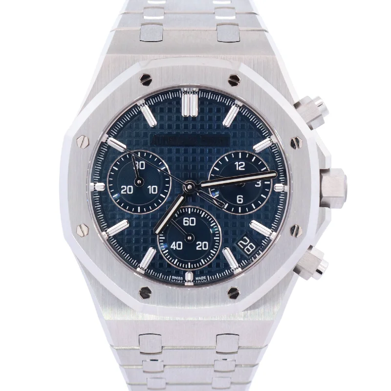 waterproof smartwatches for swimming pool-Audemars Piguet Royal Oak 41mm Blue Dial Watch Ref# 26240ST.OO.1320ST.01