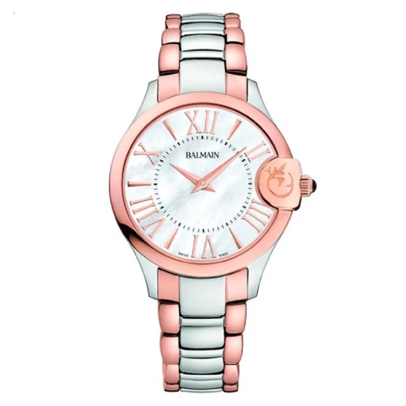 watches with ceramic bezel-Balmain Balmainia Arabesques White Mother Of Pearl Dial Women 34mm