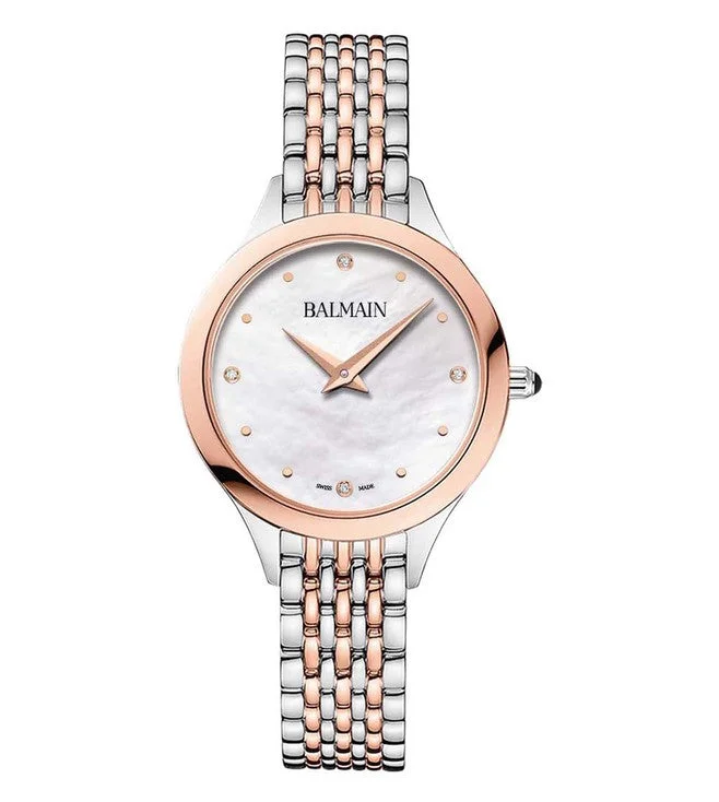 waterproof watches with long battery life-Balmain De Balmain II Mini White Mother Of Pearl Dial Women 29mm