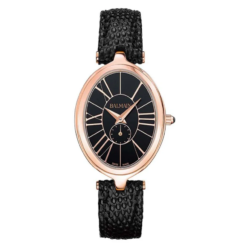 watches for people with small wrists-Balmain Haute Elegance Oval  Black Dial Women 31.7mm