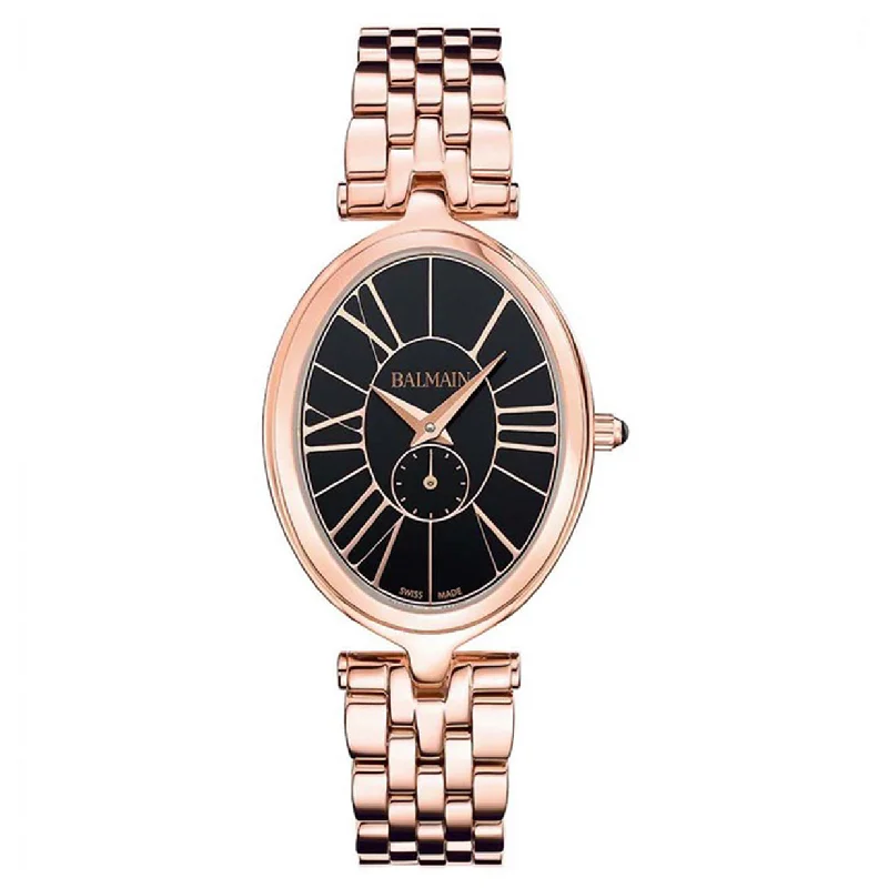 analog watches for casual use-Balmain Haute Elegance Oval Black Dial Women 32mm