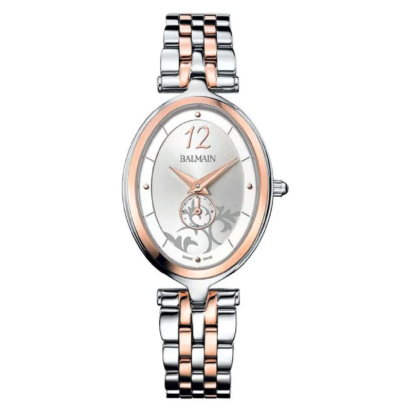 watches with bright neon lights-Balmain Haute Elegance Oval Silver Dial Women 32mm