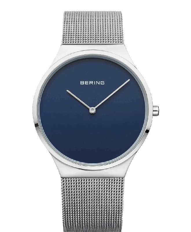 watches with interchangeable bands-Bering Classic  Blue Dial Women 38mm