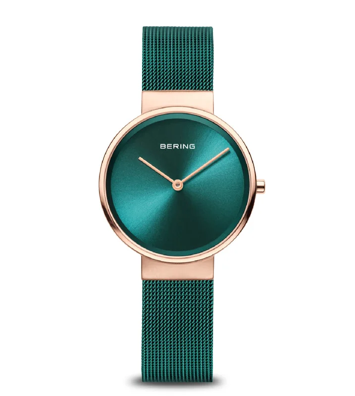 fitness tracking smartwatches for women-Bering Classic Green Dial Women 31mm