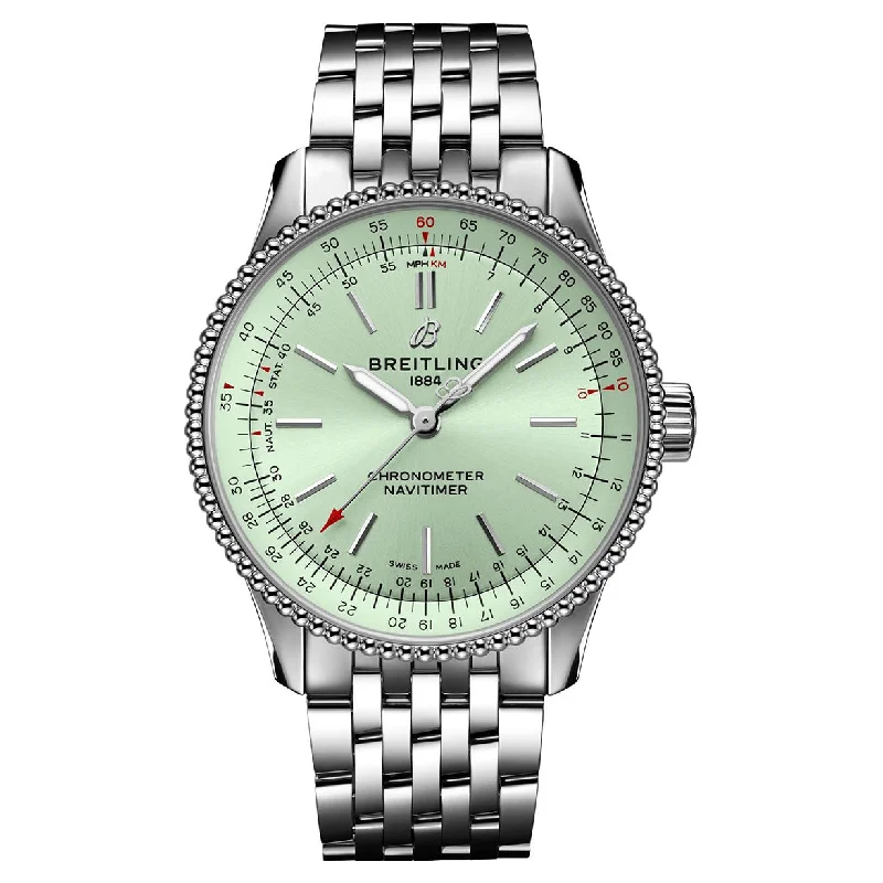 best watches for extreme sports-Breitling Navitimer Green Dial Women 35mm