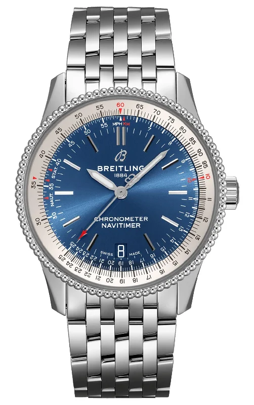 limited edition luxury watches-Breitling Navitimer Automatic Stainless Steel Blue Dial Date Mens Watch A17325211C1A1