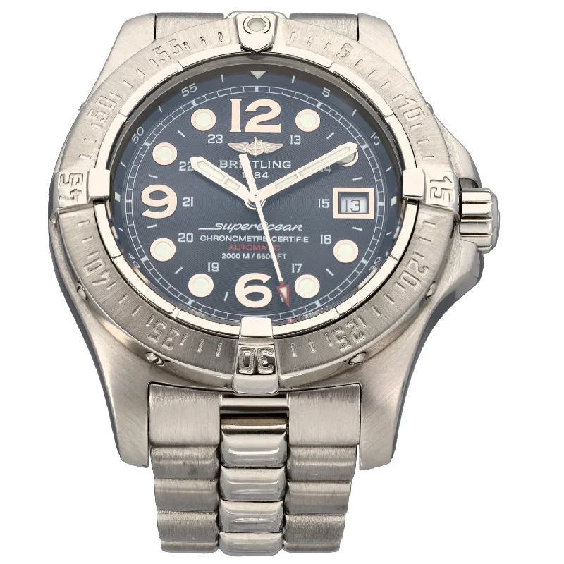 watches with date window for daily reference-Breitling Superocean A17390 44mm Stainless Steel Watch