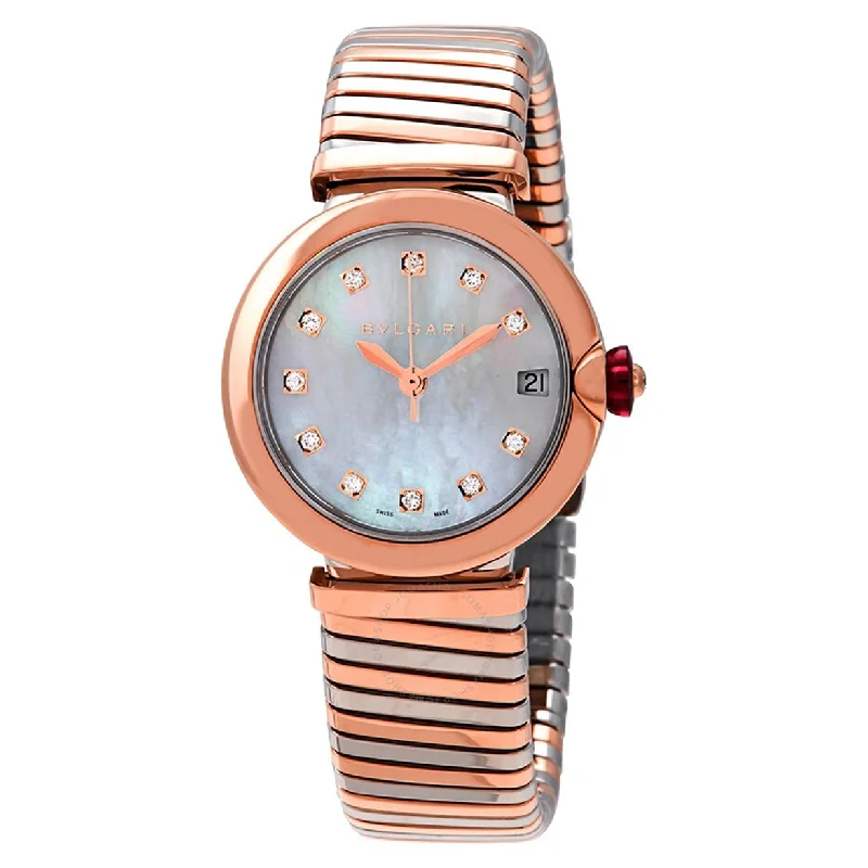 oversized watches for bold style-Bvlgari Lvcea  Mother Of Pearl Dial Women 33mm