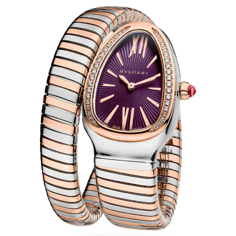 best diving watches for beginners-Bvlgari Serpenti Tubogas Purple Dial Women 35mm