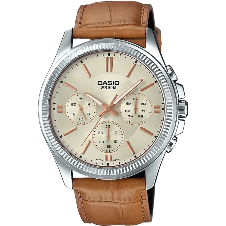 travel watches with world time function-Casio A1079 MTP-1375L-9AVDF Enticer Men