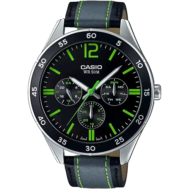 watches with date display for everyday use-Casio A1180 MTP-E310L-1A3VDF Enticer Men