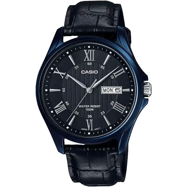 stylish watches for men under 100 dollars-Casio A1222 MTP-1384BUL-1AVDF Enticer Men