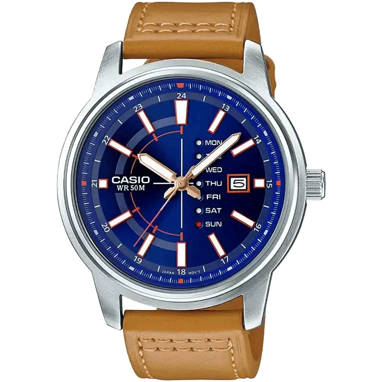 best smartwatch with customizable bands-Casio A1239 MTP-E128L-2A2VDF Enticer Men