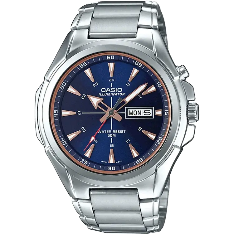 stainless steel watches for men-Casio A1315 MTP-E200D-2A2VDF Enticer Men