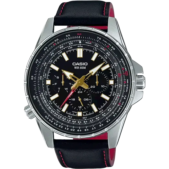 watches with dual time zone features-Casio A1334 MTP-SW320L-1AVDF Enticer Men