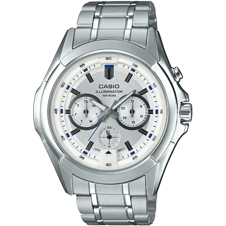 elegant watches with scratch-resistant glass-Casio A1472 MTP-E204D-7AVDF Enticer Men