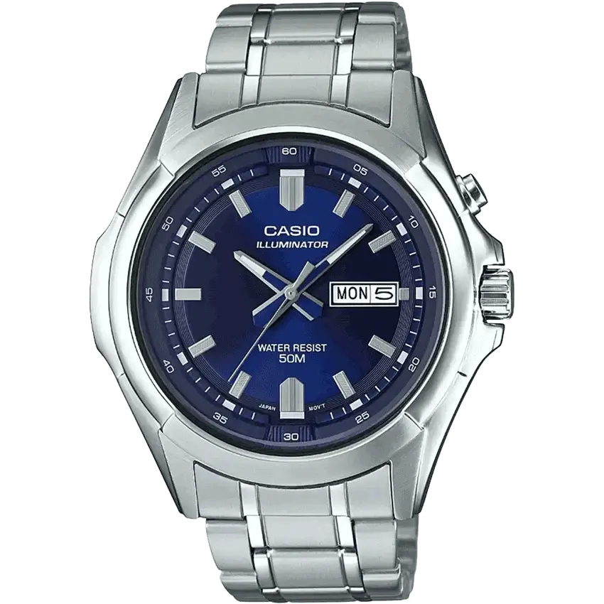 watches with date window for daily reference-Casio A1474 MTP-E205D-2AVDF Enticer Men