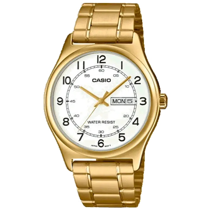 luxury timepieces for men with gold plating-Casio A1764 MTP-V006G-7BUDF Enticer Men