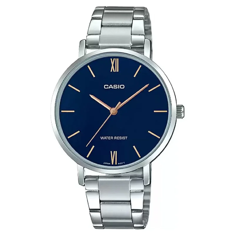 best smartwatch for fitness tracking-Casio Enticer Blue Dial Women 34mm