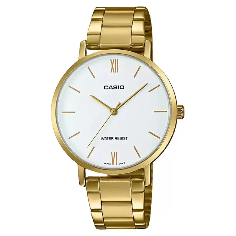 best affordable watches for women-Casio Enticer White Dial Women 34mm