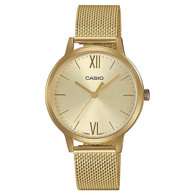 luxury watches for men-Casio Enticer Yellow Gold Dial Women 32mm