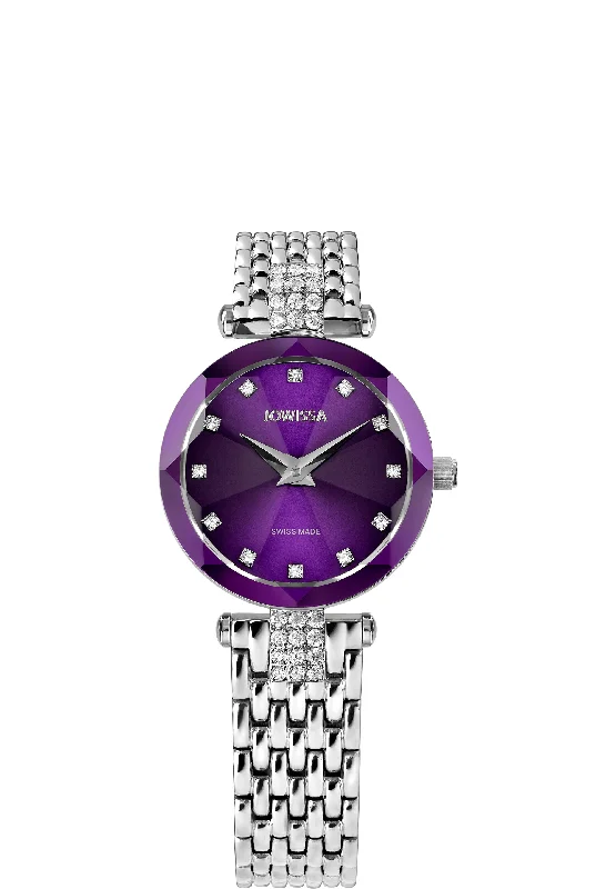 high-end women’s watches with stainless steel case-Facet Strass Swiss Ladies Watch J5.702.S