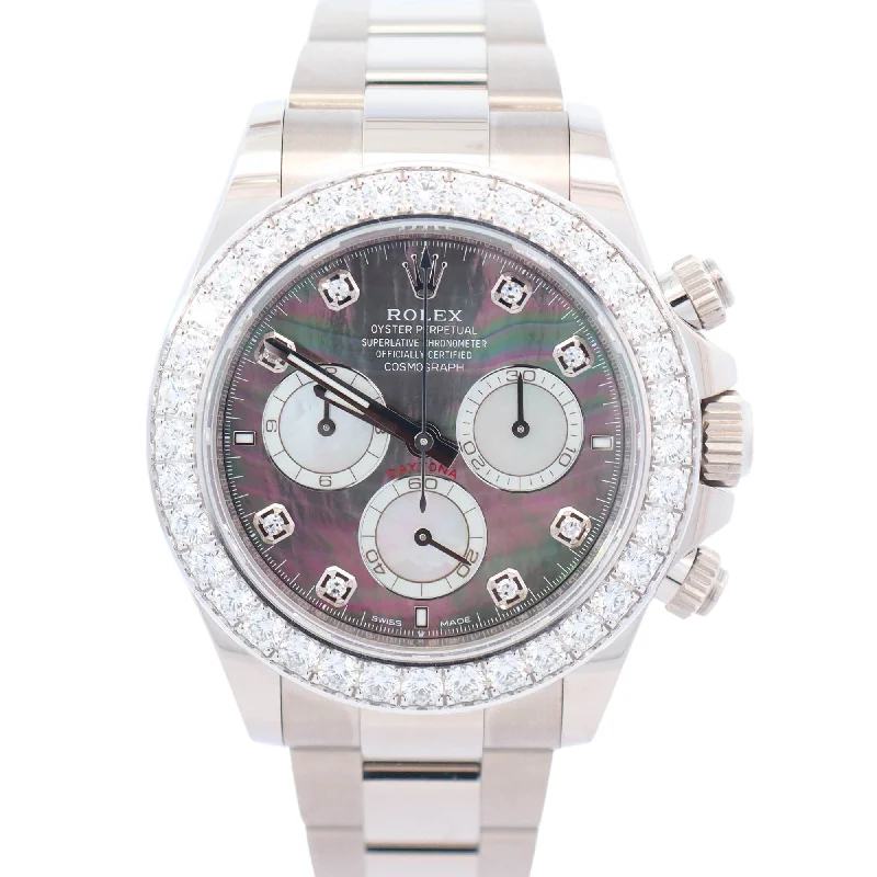 best women’s watches for daily use-Rolex Daytona 40mm Factory Dark MOP Diamond Dial Ref# 126579RBR