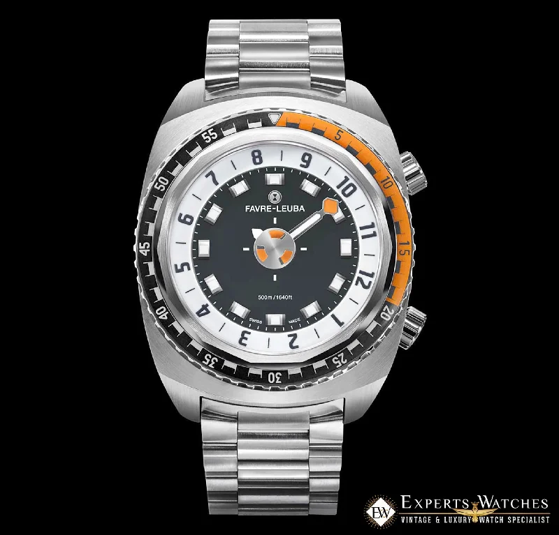 waterproof fitness trackers for swimming-Favre Leuba Raider Harpoon Diving Moving Disk Swiss Mechanical Automatic Watch