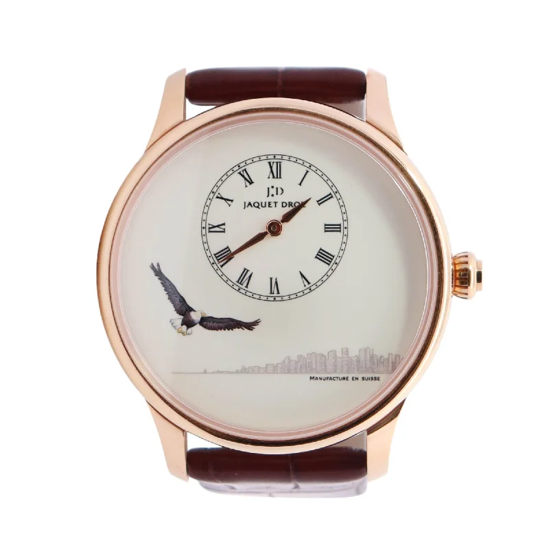 automatic movement watches for men-Jaquet Droz Atelier Petite Heure American Eagle 43mm White Dial Ref# J005033212