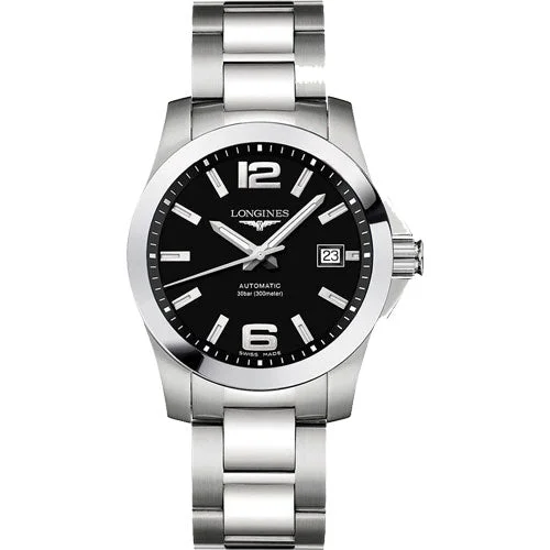 waterproof watches for boating-Longines Conquest Black Dial Women 29.5mm