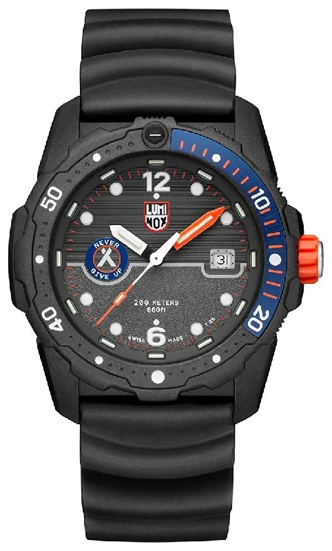 best fitness smartwatches for women with heart monitor-Luminox Bear Grylls Survival CARBONOX Black Dial Black Rubber Strap Date Divers Quartz Mens Watch XB.3723