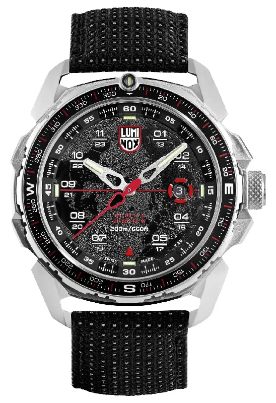 watches with interchangeable bands for fashion flexibility-Luminox ICE-SAR Arctic Stainless Steel Black Dial Black Textile Strap Date Divers Quartz Mens Watch XL.1201