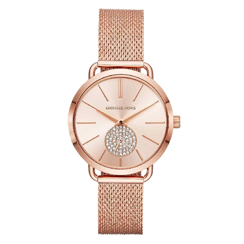 fitness tracking smartwatches for women-Michael Kors Portia Rose Gold Dial Analogue Womens Watch - MK3845