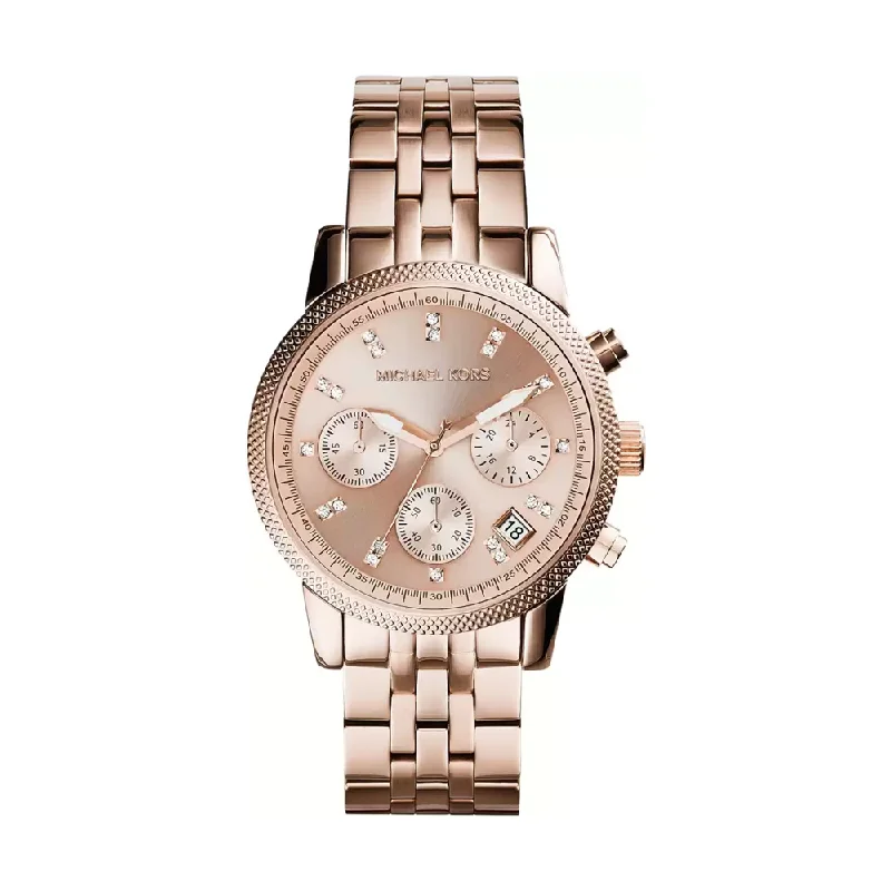 fitness watches with pulse and activity monitoring-Michael Kors Ritz Rose Gold-Tone Women's Watch MK6077