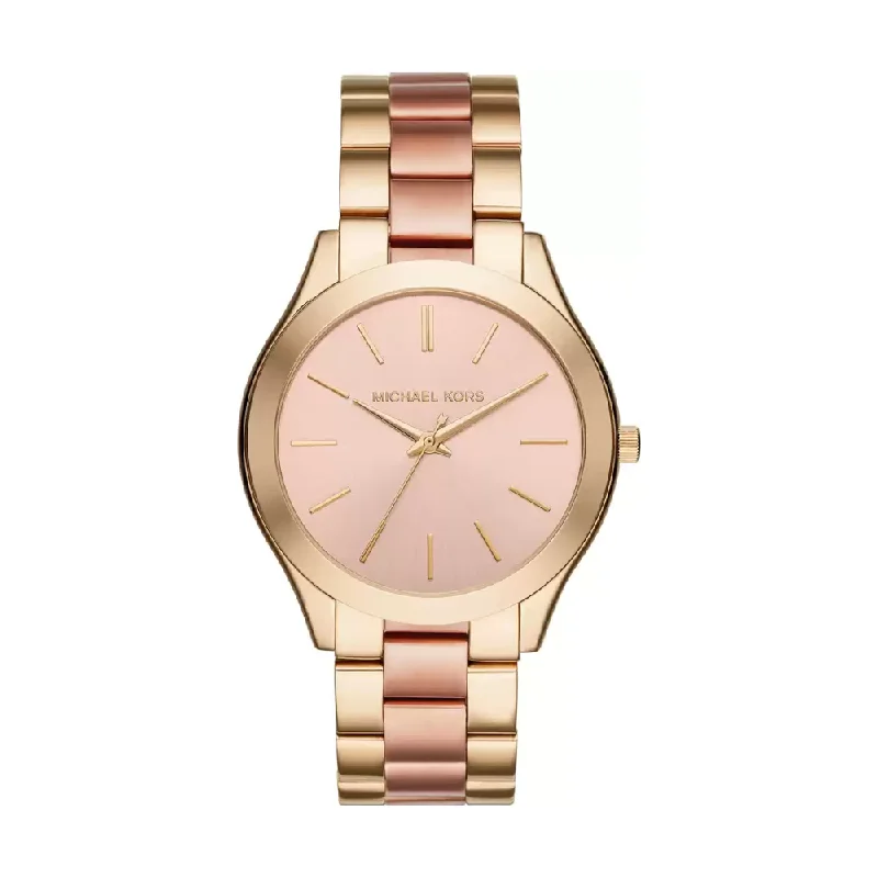 best smartwatch for fitness tracking-Michael Kors Slim Runway Analog Rose Gold Dial Women's Watch-MK3493