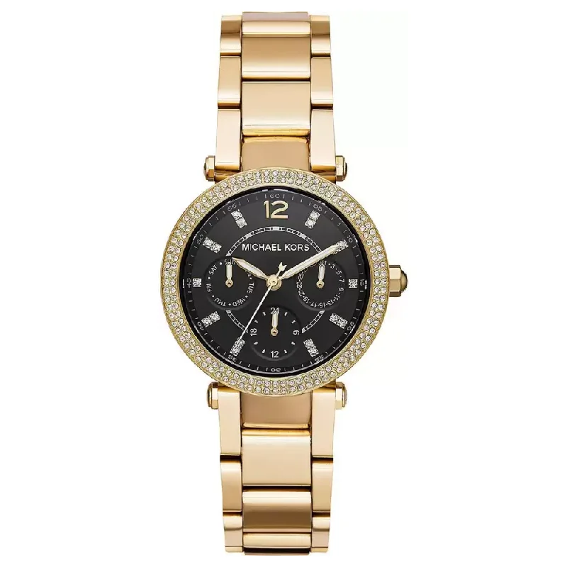 stylish watches with adjustable buckles-Michael Kors Women Stainless Steel Mini Parker Wrist Watch MK3790