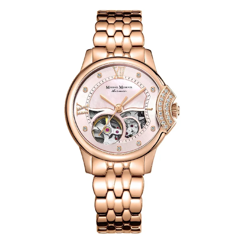 affordable women’s gold watches-Mikhail Moskvin Automatic ladies Japan made movement 1850L-RG-RG