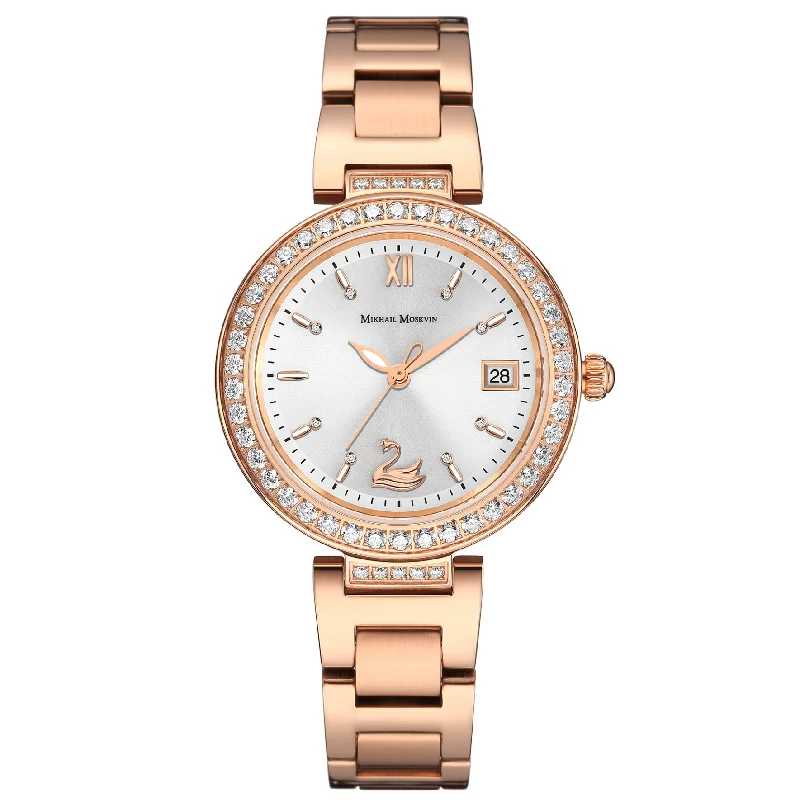 unique hand-crafted watches for gift giving-Mikhail Moskvin Quartz ladies Japan made movement with Swarovski stones 2066L-RG-W