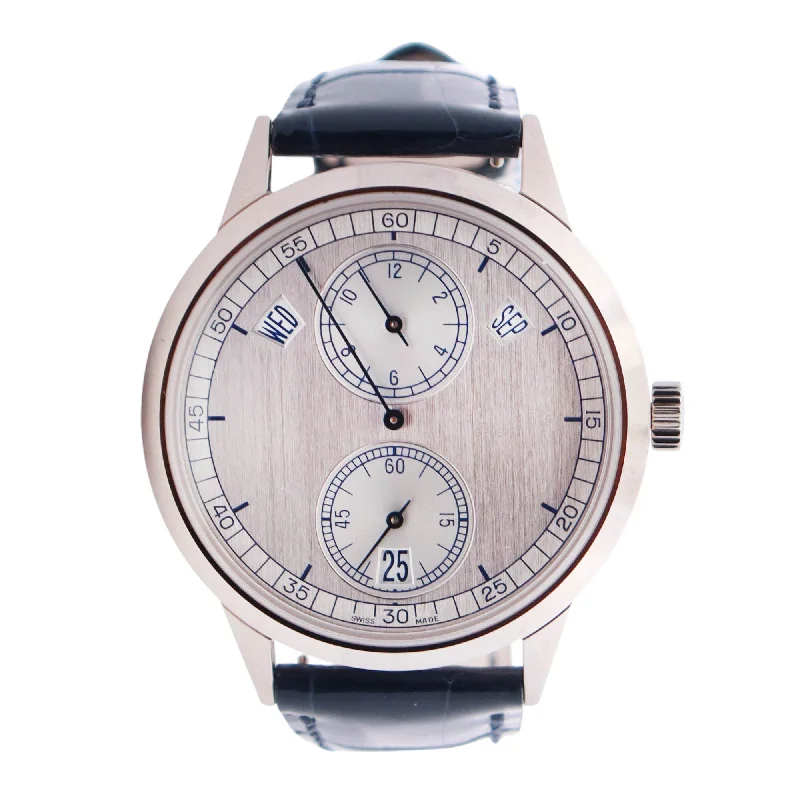 watches with 24-hour dial-Patek Philippe Calatrava 40.5mm Silver Dial Watch Ref# 5235G-001