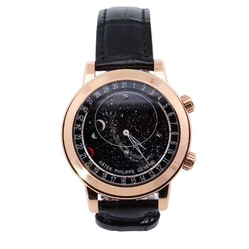 smartwatch with blood glucose monitor-Patek Philippe Celestial 44mm Black Dial Watch Ref# 6102R