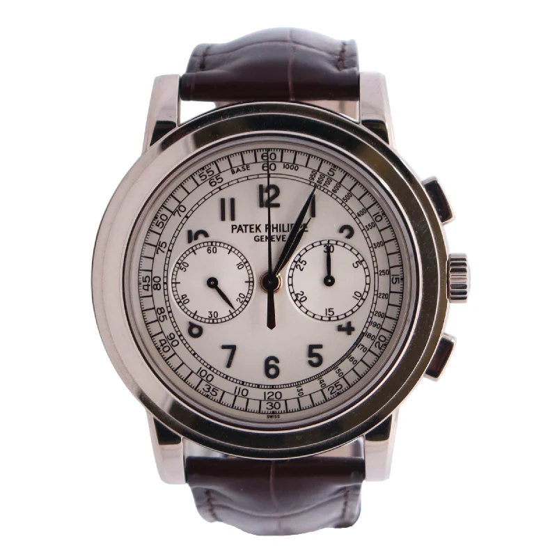 fitness watches with step counter-Patek Philippe Chronograph 42mm White Dial Watch Ref# 5070G-001